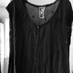 Johnny Was black,  cap sleeved tunic.  Size L